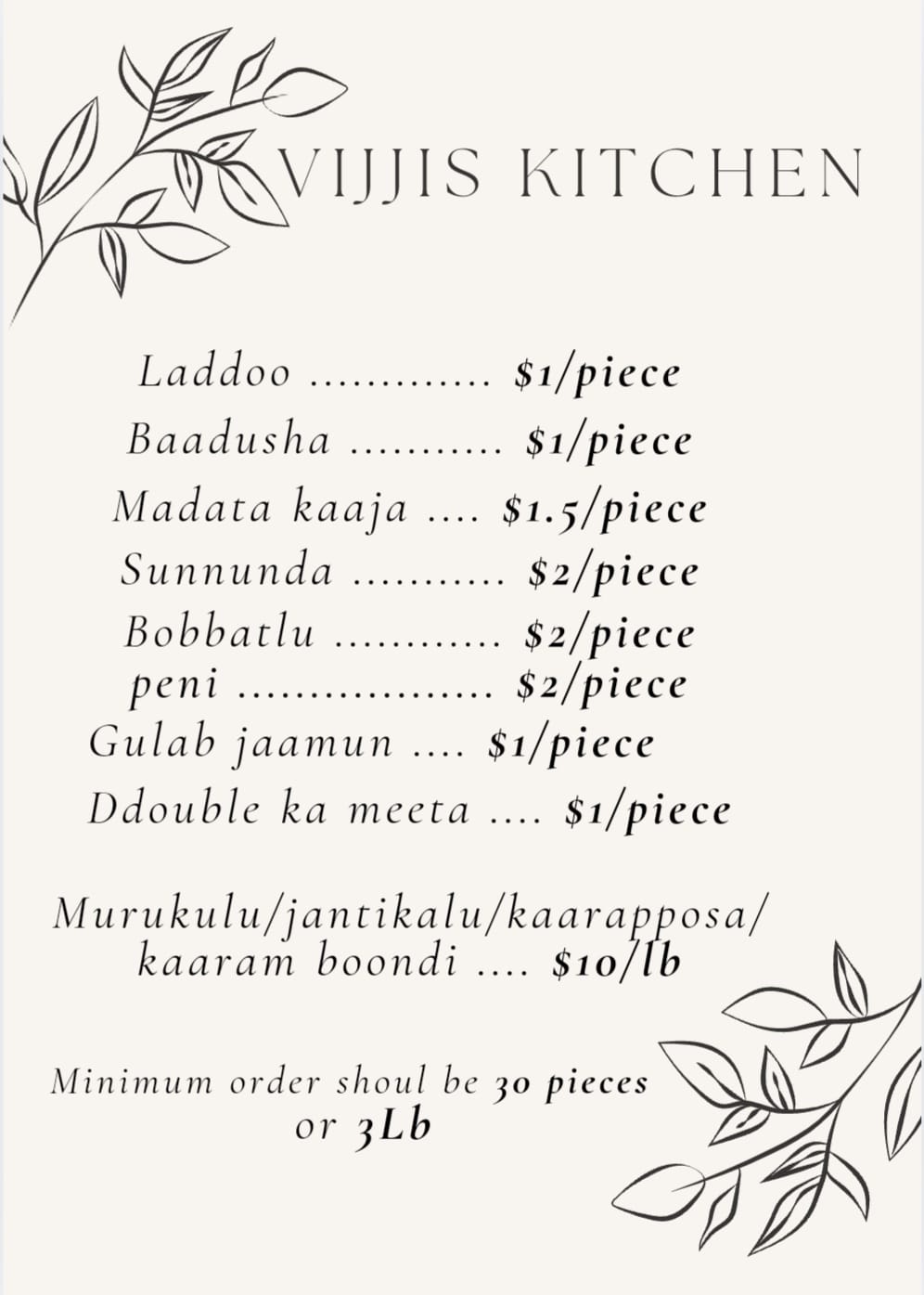 Catering Menu